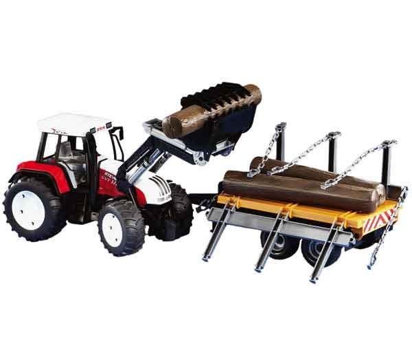 Foto Tractor steyr cvt 170 con pala y remolque porta-troncos