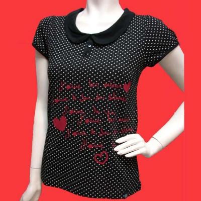 Foto Tres boutons: camiseta negra lunares cuello bebe
