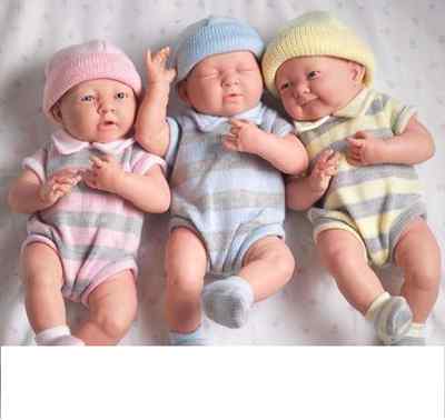 Foto trio reborn- muñecos berenguer - 36cm -  rosa/azul/amarillo