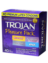 Foto Trojan® Pleasure Pack 40 Condones Premium De Látex