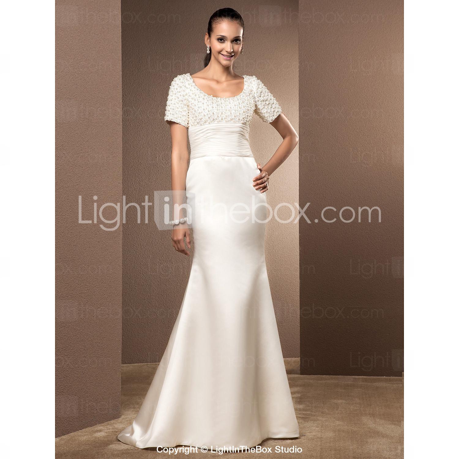 Foto trompeta / sirena primicia corte raso tren vestido de novia de encaje