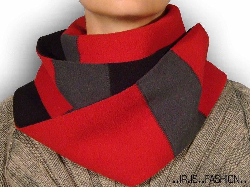 Foto Tube Scarf in red / grey / black