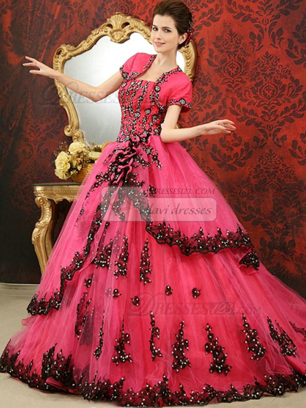 Foto Tulle del tren de la lentejuela del cordón Vestidos de quinceañera con