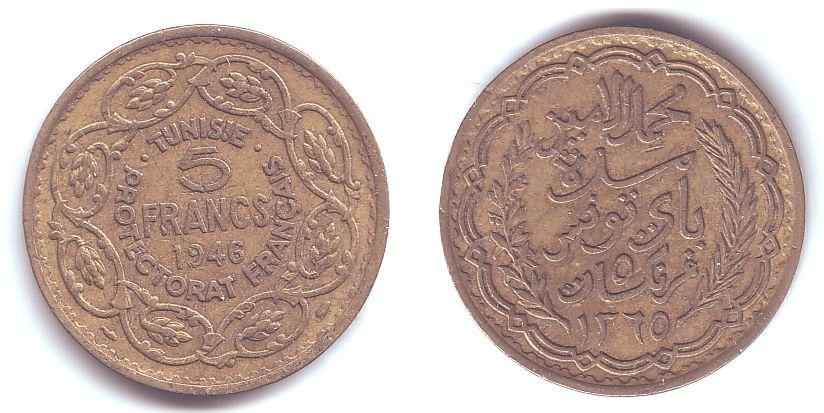 Foto Tunesien 5 Francs 1946