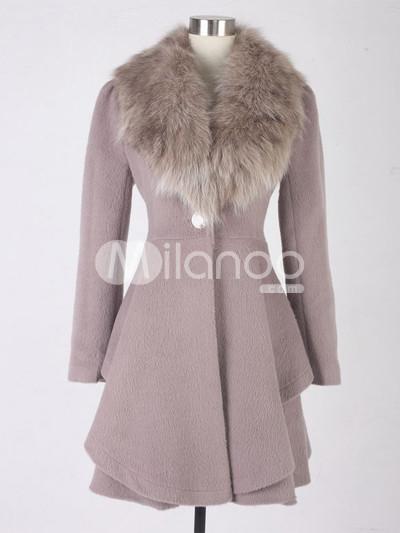 Foto Turndown Collar Pea para mujer abrigos de piel de mapache de franela lujoso