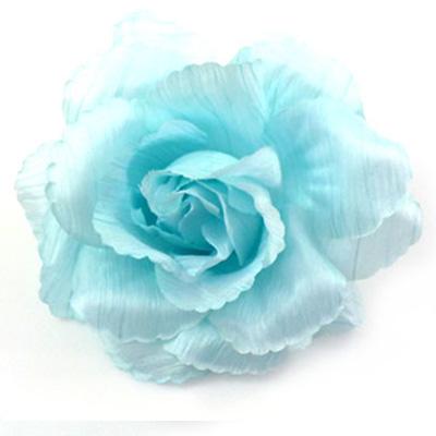 Foto Turquoise Blue Soft Fabric Corsage Flower Brooch Hair Accessory Hair Clip