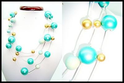 Foto Ultimo_precioso Collar De Importacion Diseño Azul Y Oro_1 Solo Gasto De Envio