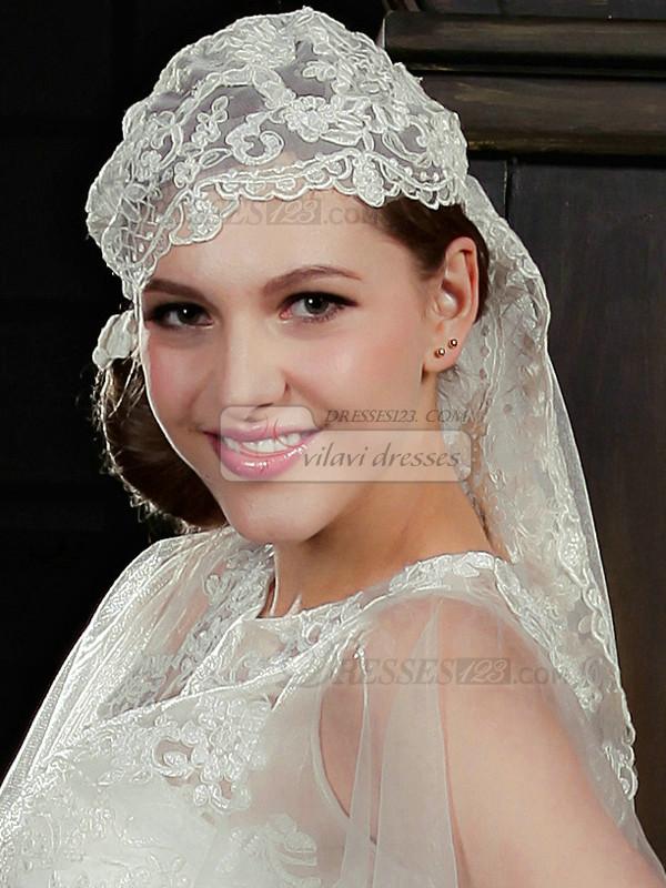 Foto Unique Wedding Hat encaje con codo Longitud Veil