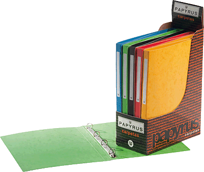 Foto Unisystem caja de 10 carpetas de 2anillas papyrus lomo 16mm formato a4 colores surtilos
