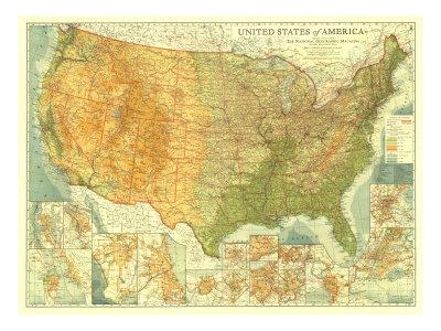 Foto United States Of America Map 1923 - Laminas