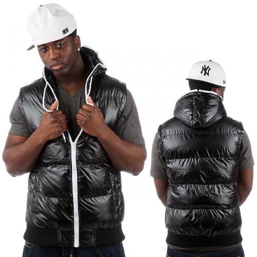 Foto Urban Classics con capucha Bubble chaleco negro/blanco talla S
