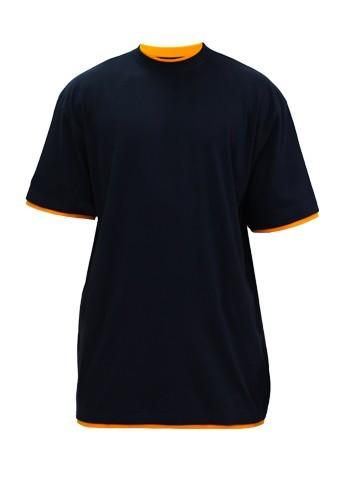 Foto Urban Classics Contrast Tall Tee Hombres Camisetas Altas Azul Naranja