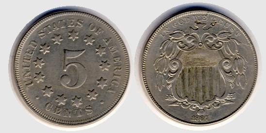 Foto Usa Shield Nickel 5 Cents 1867