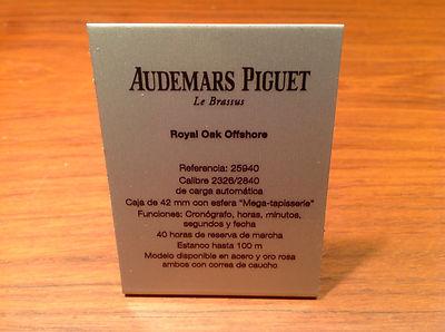 Foto Used - Audemars Piguet Plaque Placa Display - Royal Oak Offshore Ref. 25940