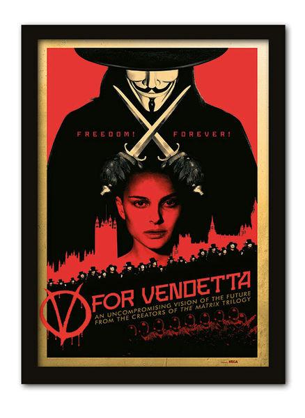 Foto V De Vendetta PóSter Enmarcado Red 42 X 30 Cm