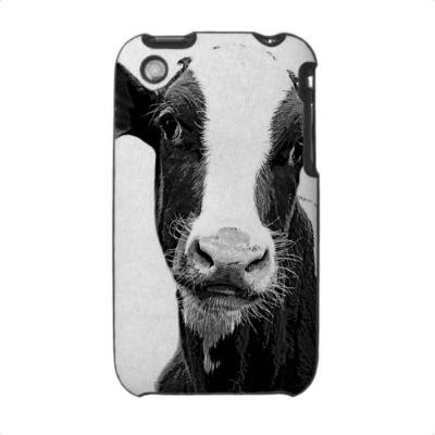 Foto Vaca lechera - becerro blanco y negro de la lecher Iphone 3 Carcasas
