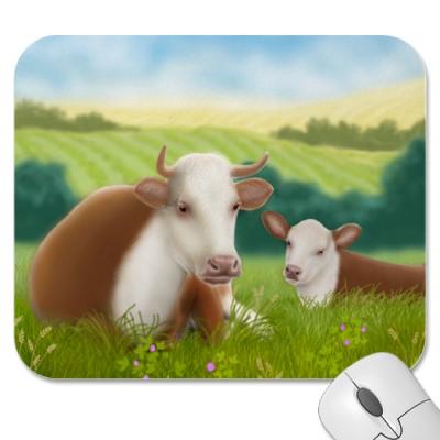 Foto Vaca y becerro Mousepad de Hereford