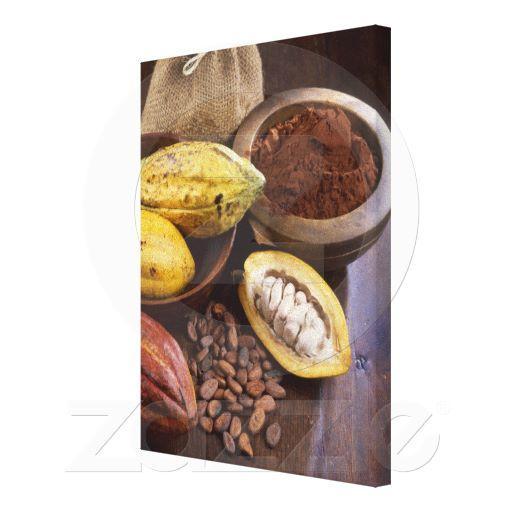 Foto Vaina del cacao que contiene las habas del cacao q Impresion De Lienzo