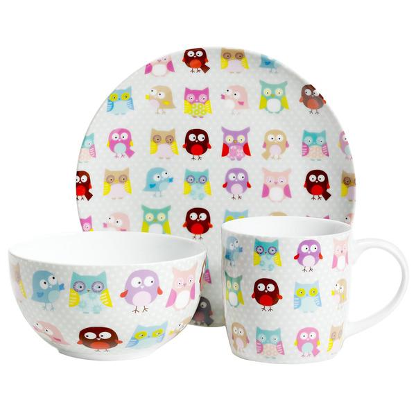 Foto Vajilla infantil de 3 piezas By Table Kids Búhos