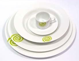 Foto Vajilla porcelana decorada 20 piezas modelo spiral verde exclusivo