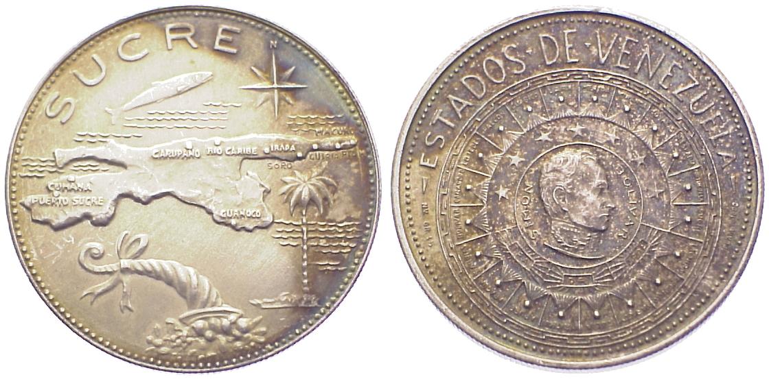 Foto Venezuela Sucre Silbermedaille o J