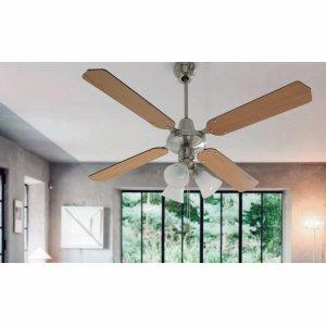 Foto Ventilador de techo de 132 cm con luz palas reversibles cerezo/wengué