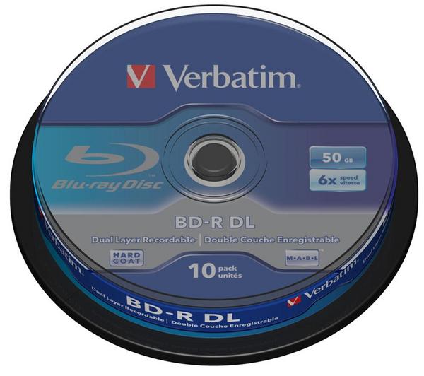 Foto Verbatim Eje o soporte de almacenamiento de 10 BD-R DL doble capa de 50 Gb 6x - superficie Hard Coating Protection