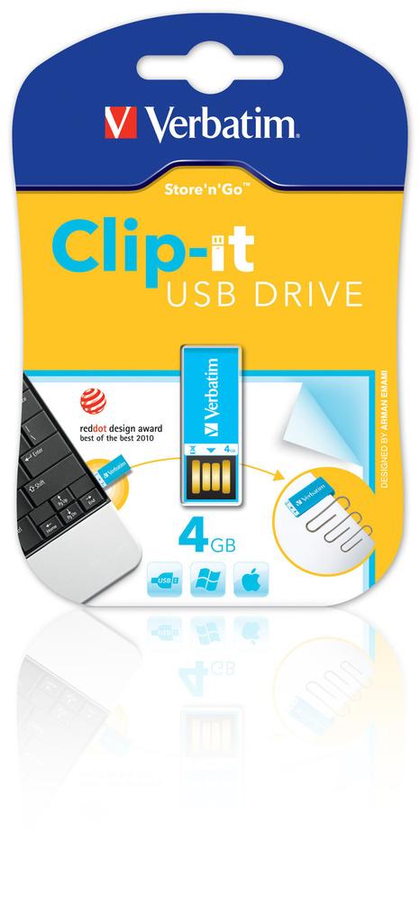 Foto Verbatim USB Drive 2.0 4GB Clip IT Blue