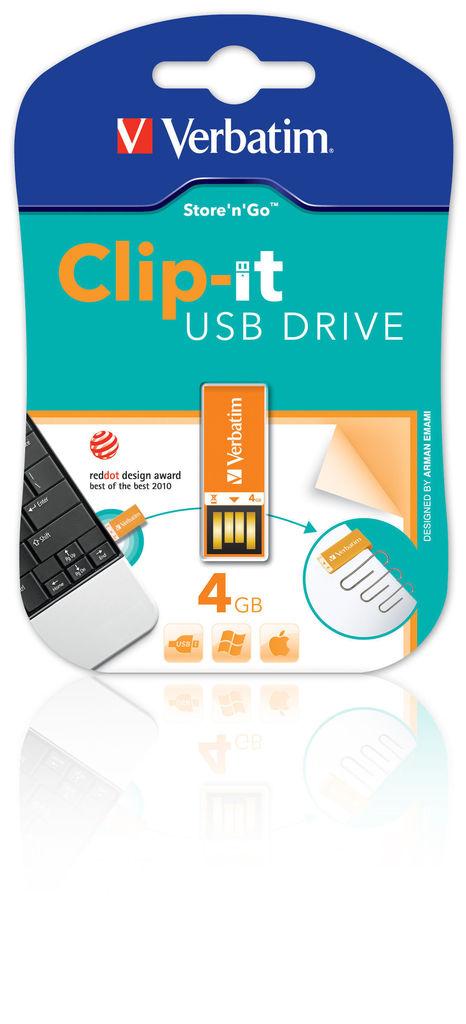 Foto Verbatim USB KEY 4GB Clip IT Orange