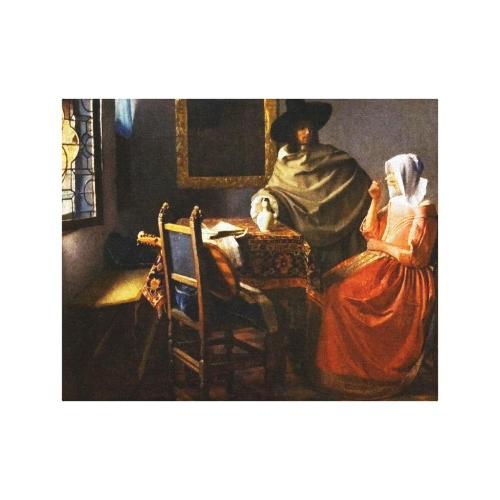 Foto Vermeer el vidrio del abrigo de la lona del vino Lona Estirada...