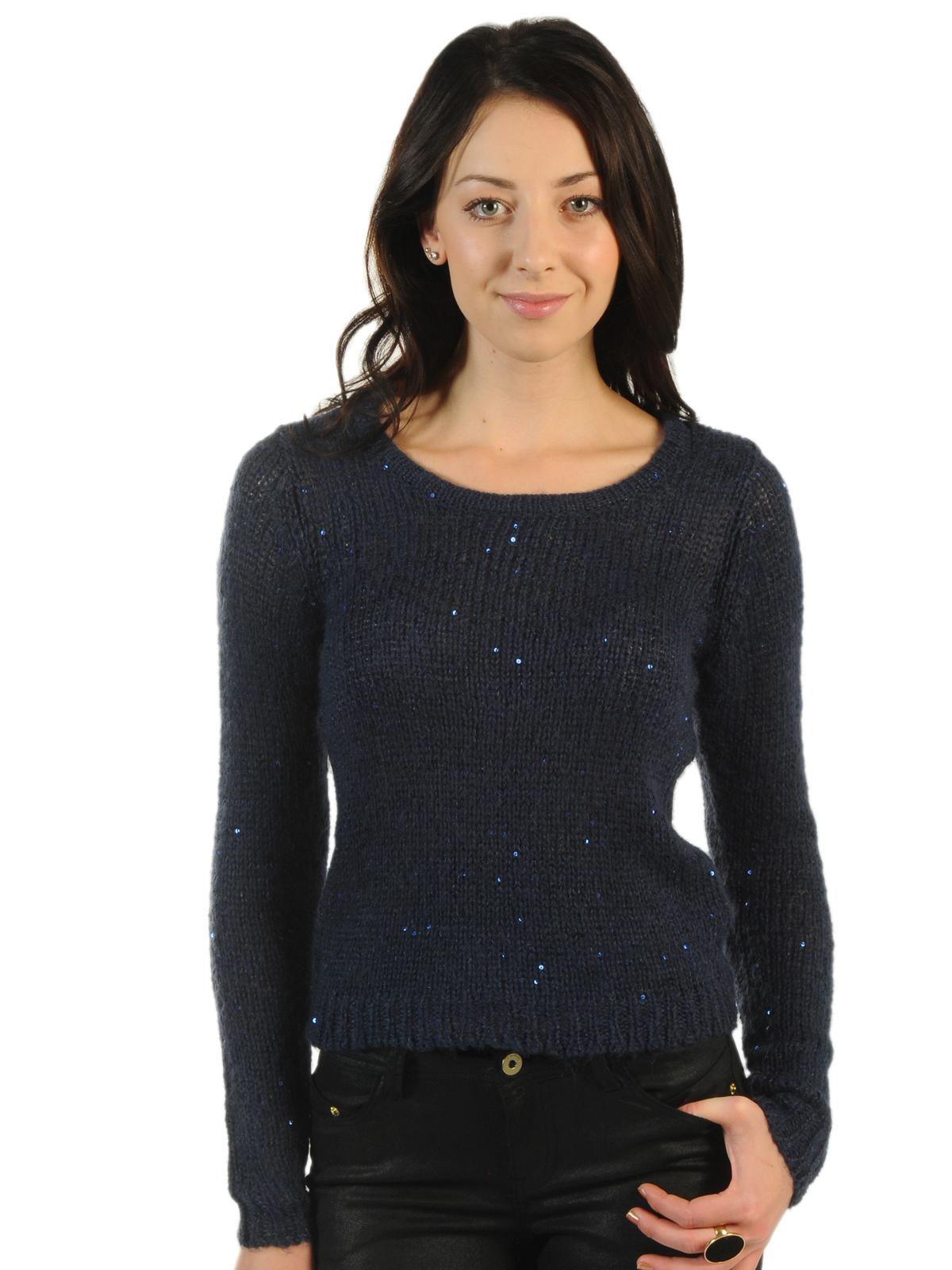 Foto Vero Moda Twetwe Jersey cuello U profundo azul marino oscuro / dtm lentejuelas S