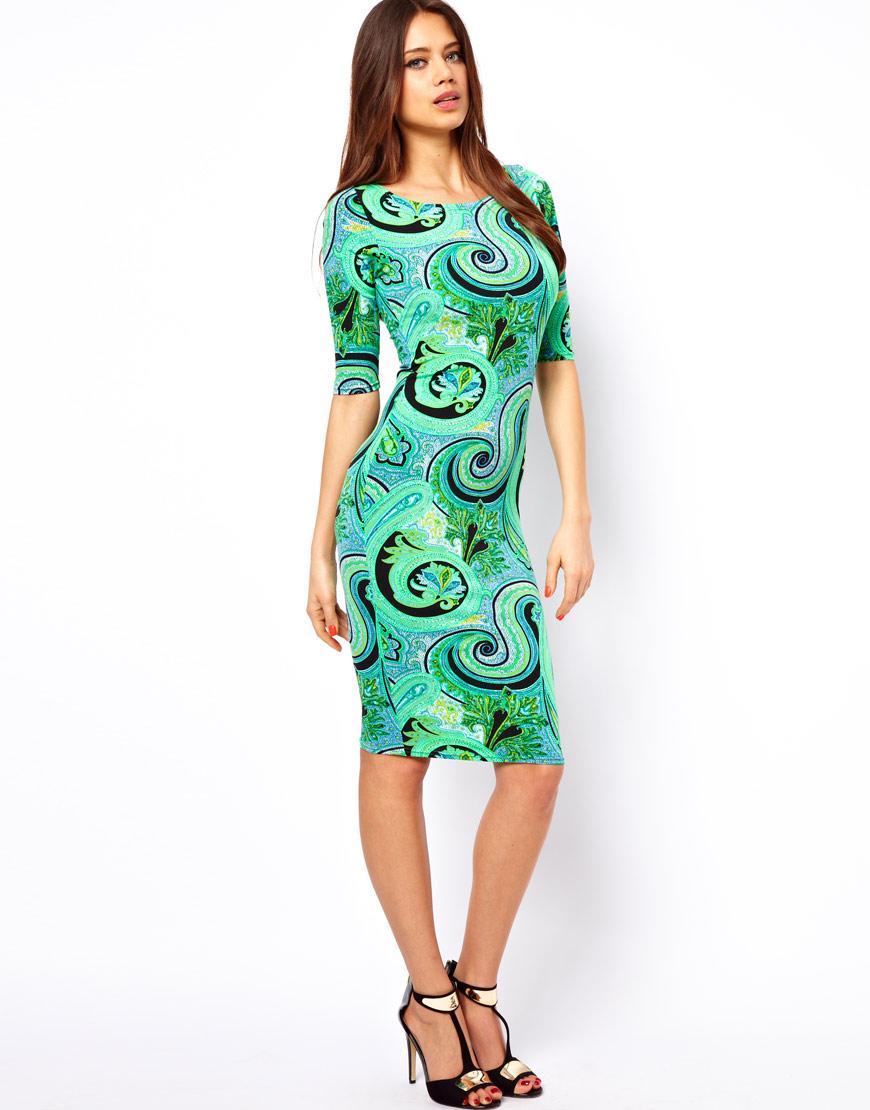Foto Vestido a media pierna con estampado de cachemir de John Zack Cache...