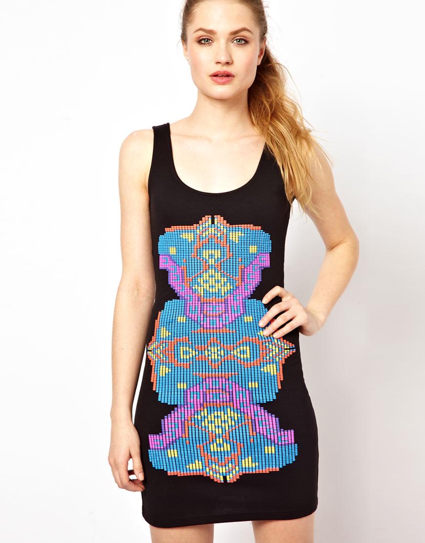 Foto Vestido ajustado con estampado de goma azteca de Minkpink Negro