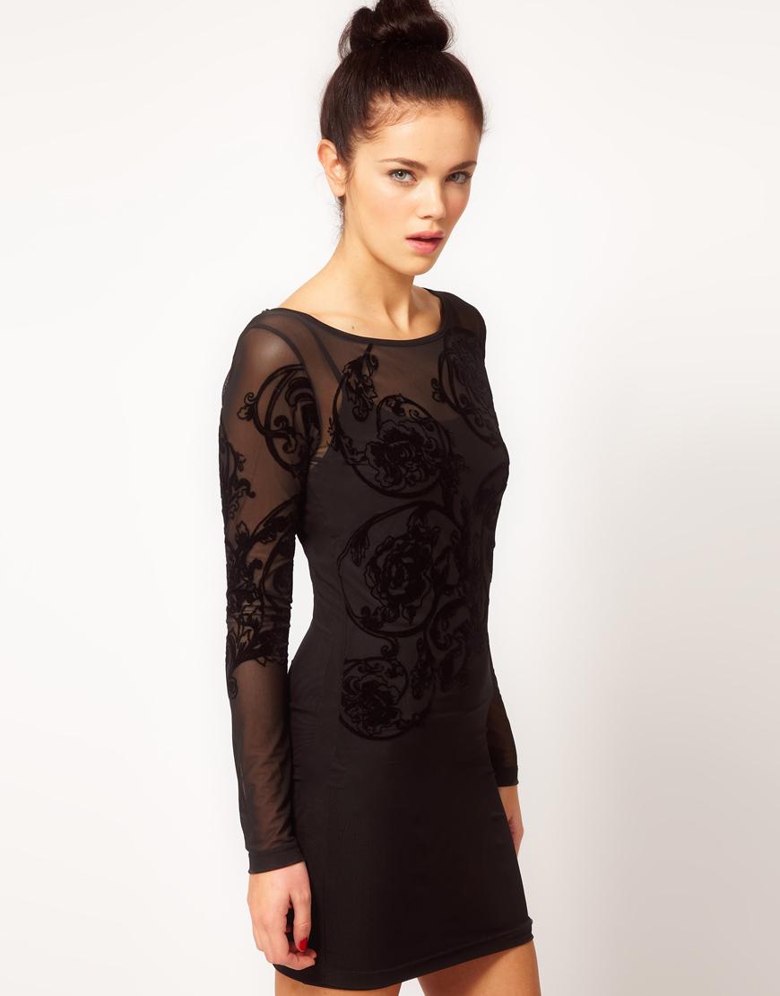 Foto Vestido ajustado con estampado en relieve de River Island Negro