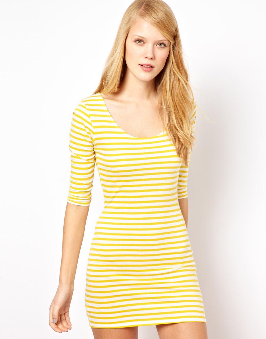 Foto Vestido ajustado de algodón orgánico a rayas de Aimée by People ...