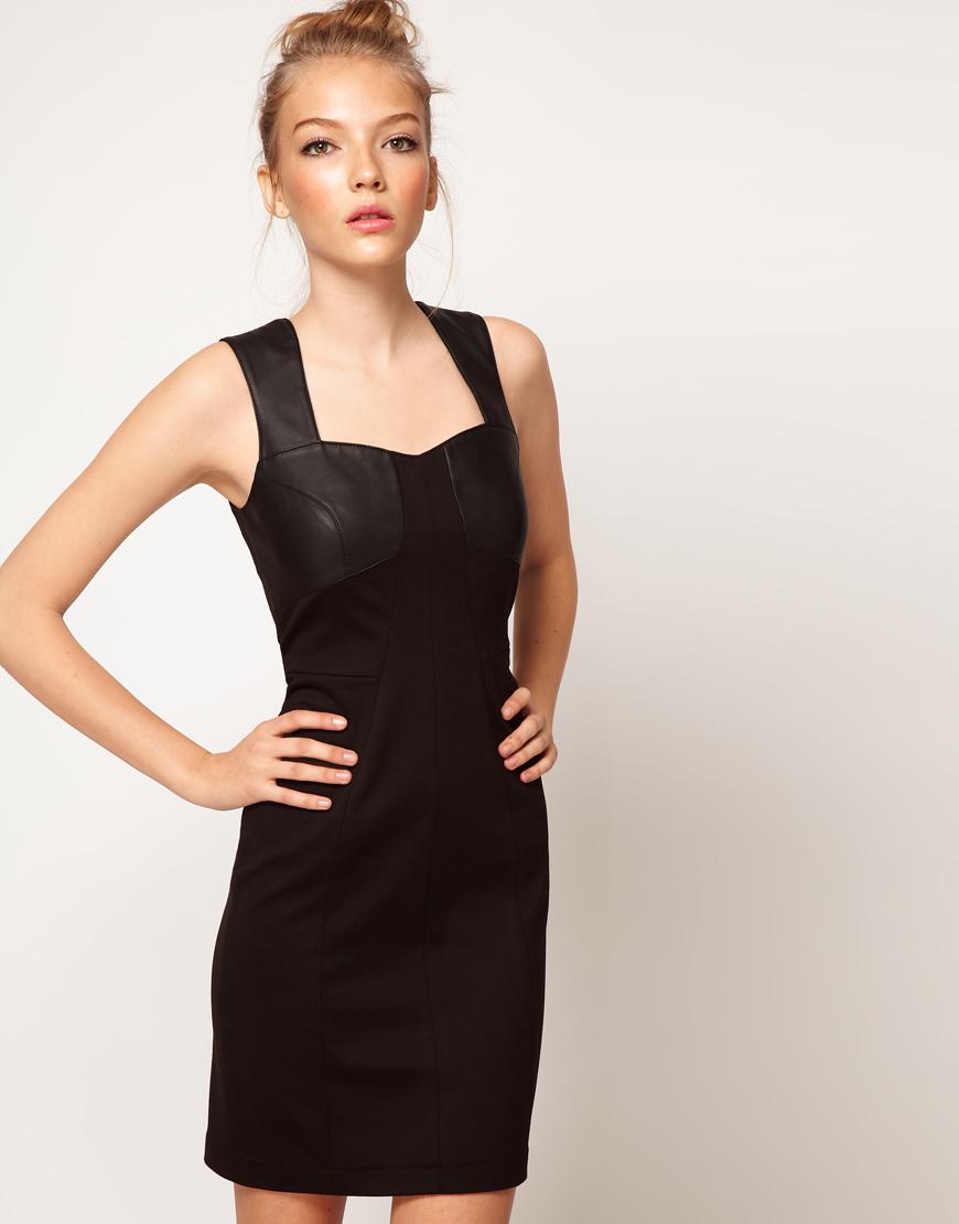 Foto Vestido ajustado de efecto cuero de A|Wear Negro