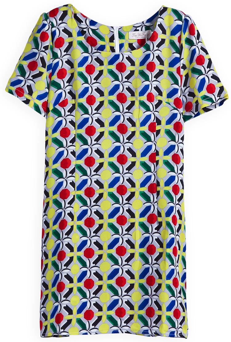 Foto Vestido algodón estampado-Azul
