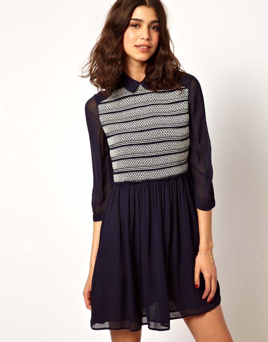 Foto Vestido amplio con detalles y cuello de Paul And Joe Sister Azul ma...