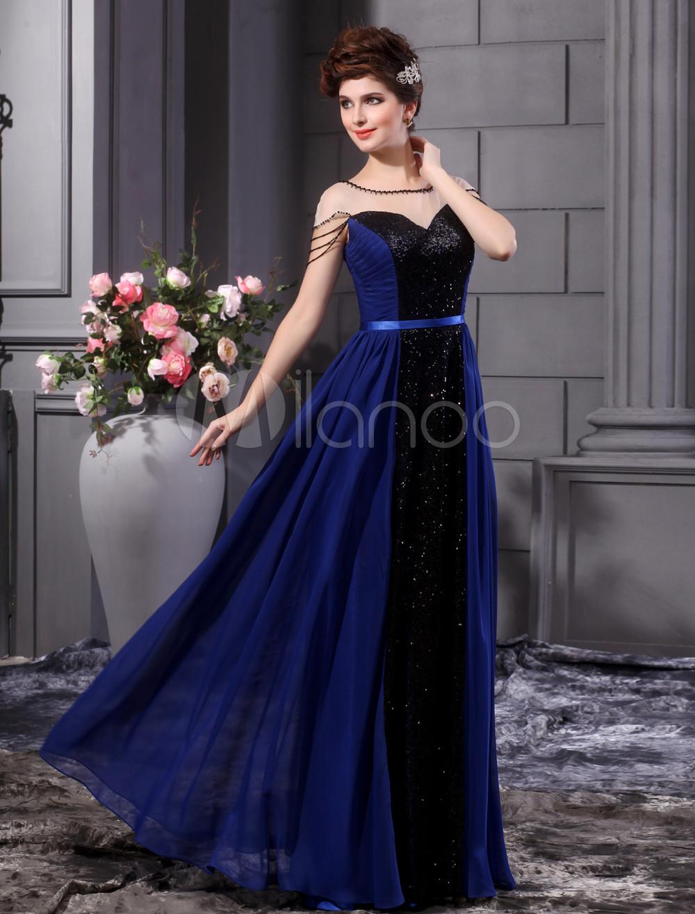 Foto Vestido azul gasa lentejuelas-vestido vestido de fiesta de moda