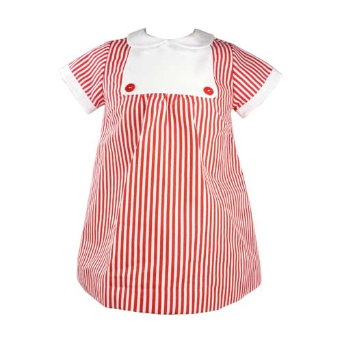 Foto Vestido bebe pechera rayas rojas