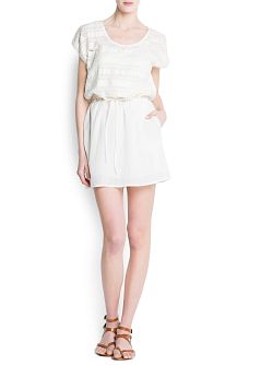 Foto Vestido Bordado Zigzag Algodón offwhite MANGO