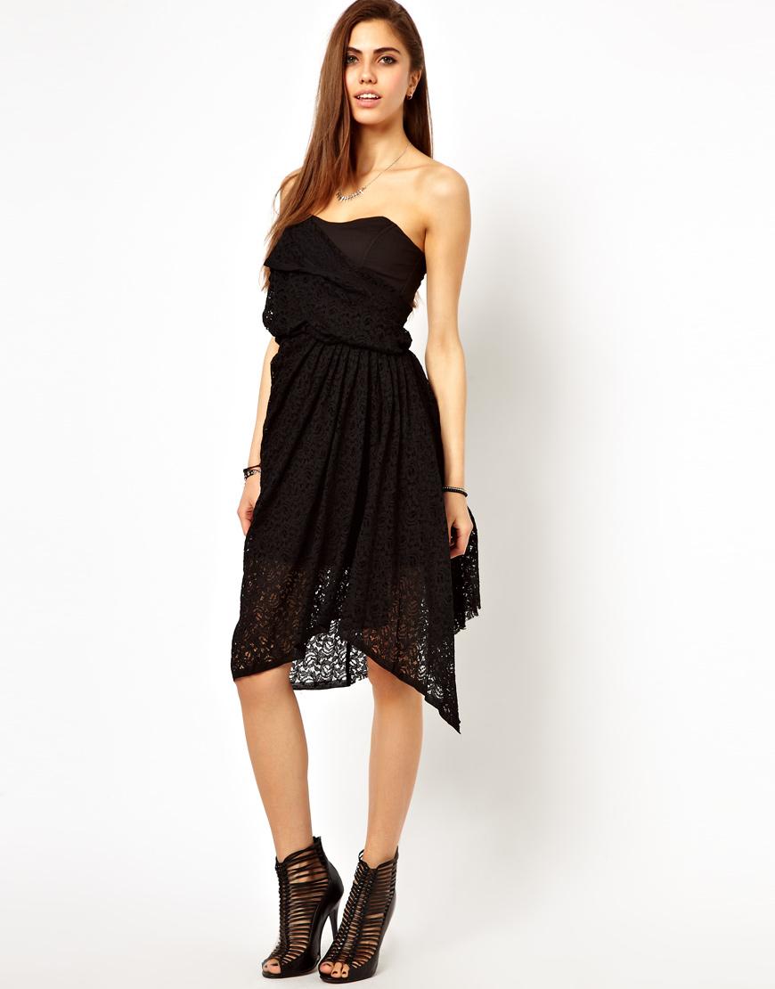 Foto Vestido bustier asimétrico de Religion Negro azabache