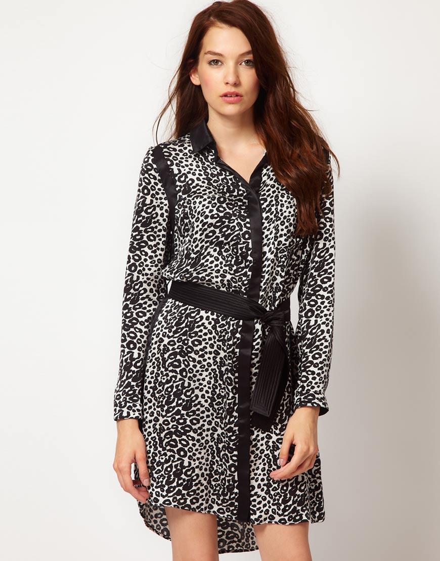 Foto Vestido camisero de leopardo de Kookai Negro