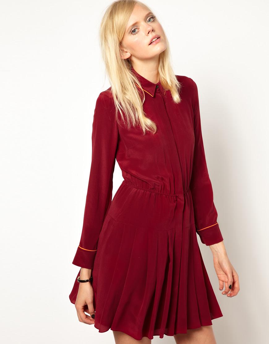 Foto Vestido camisero de seda Autobahn de Antipodium Grenache