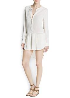 Foto Vestido Camisero Pliegues crudo MANGO