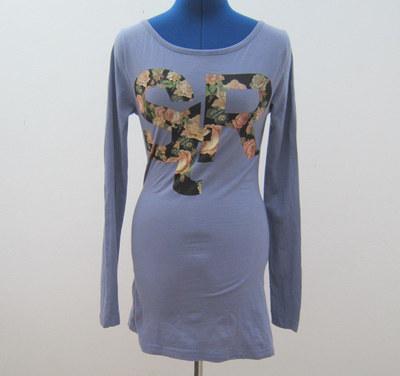 Foto Vestido Camiseta Azul Cobalto Con Letras De Flores Y Cristalitos Nueva Talla S M