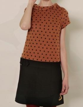 Foto Vestido charleston negro y marron con estampado tpots de titisclothing