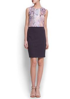 Foto Vestido Combinado Pliegue mandarina MANGO