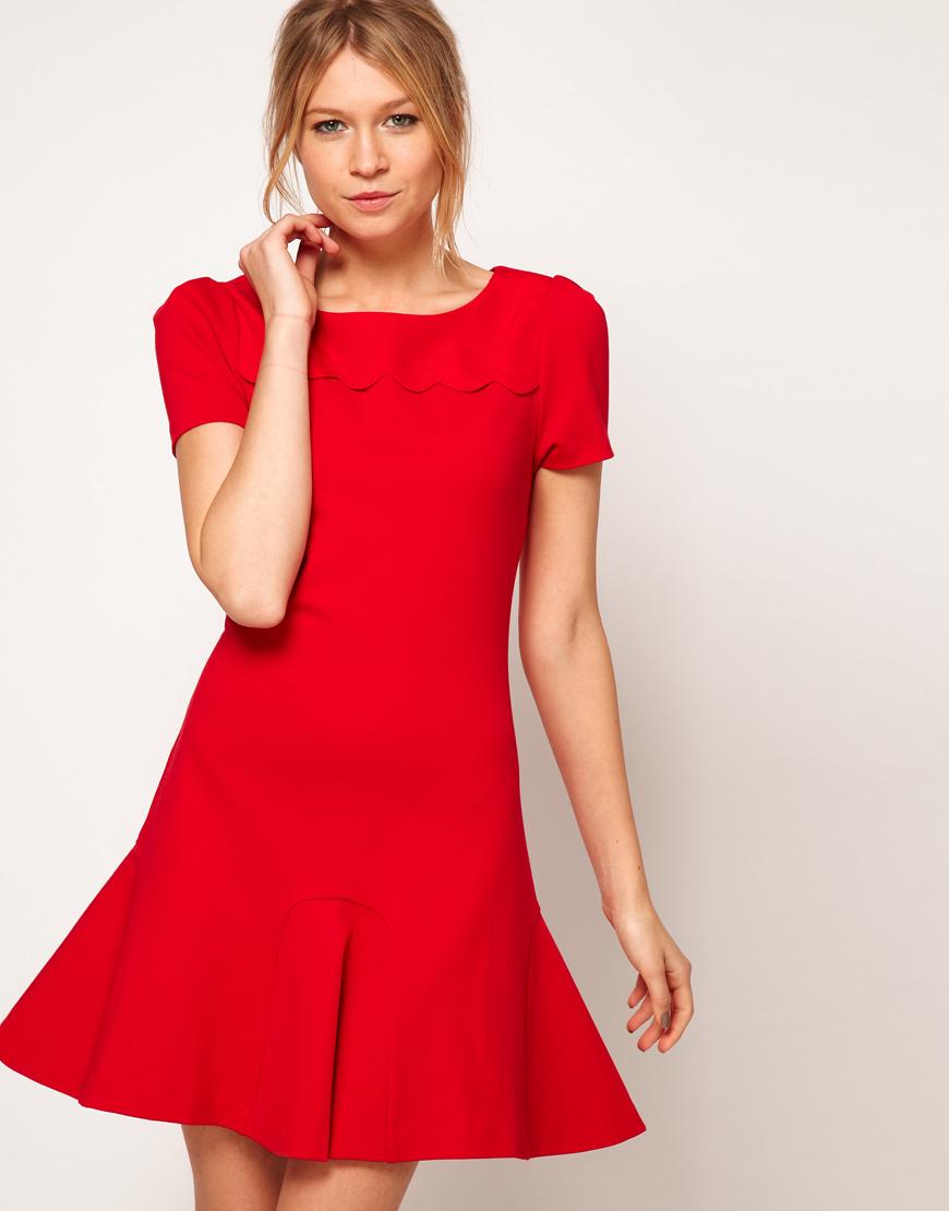 Foto Vestido con cintura baja de Oasis Mid red