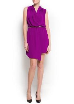 Foto Vestido Cruzado Asimétrico morado MANGO